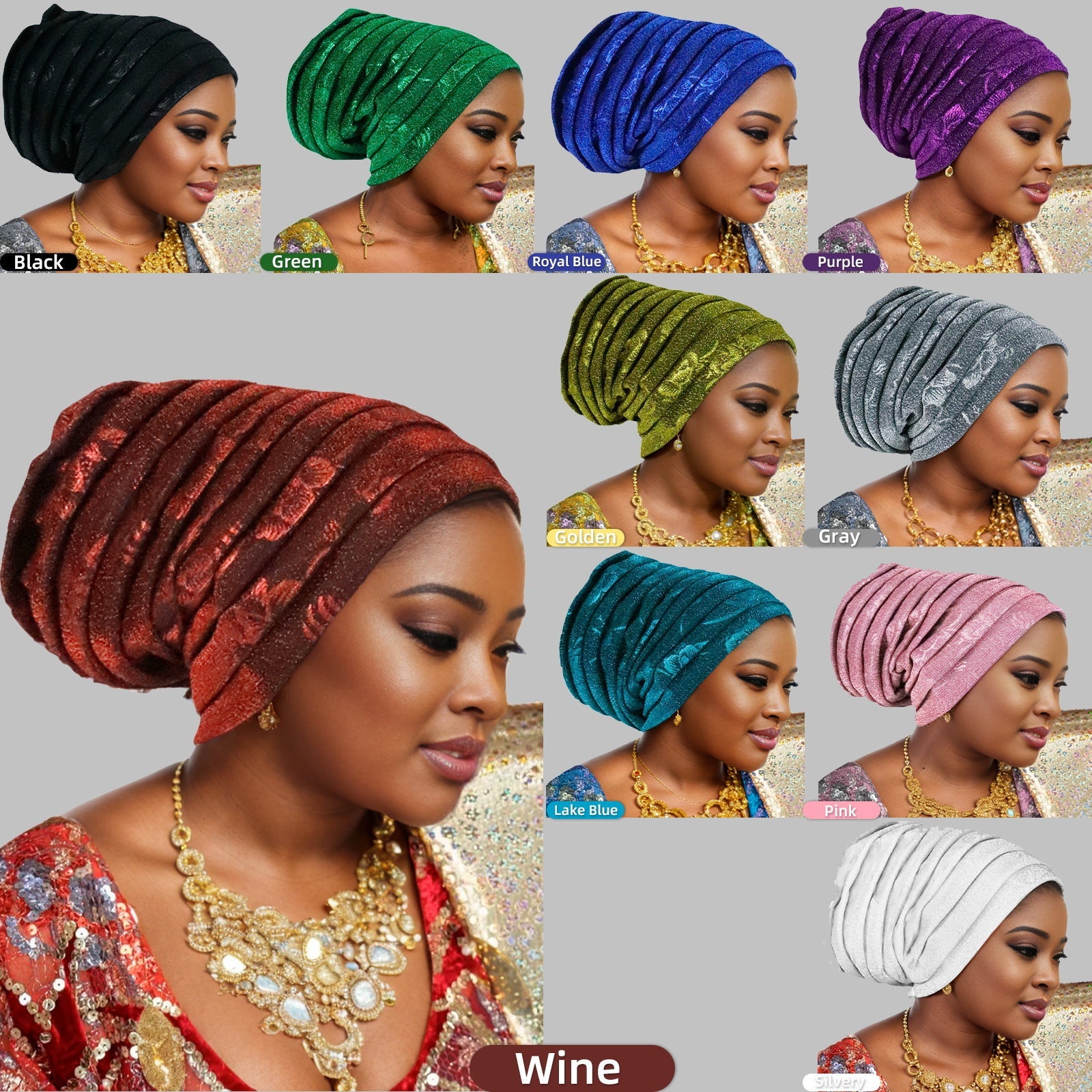 Glitter Pleated Turban Cap – Elegant Headwear - HalleBeauty